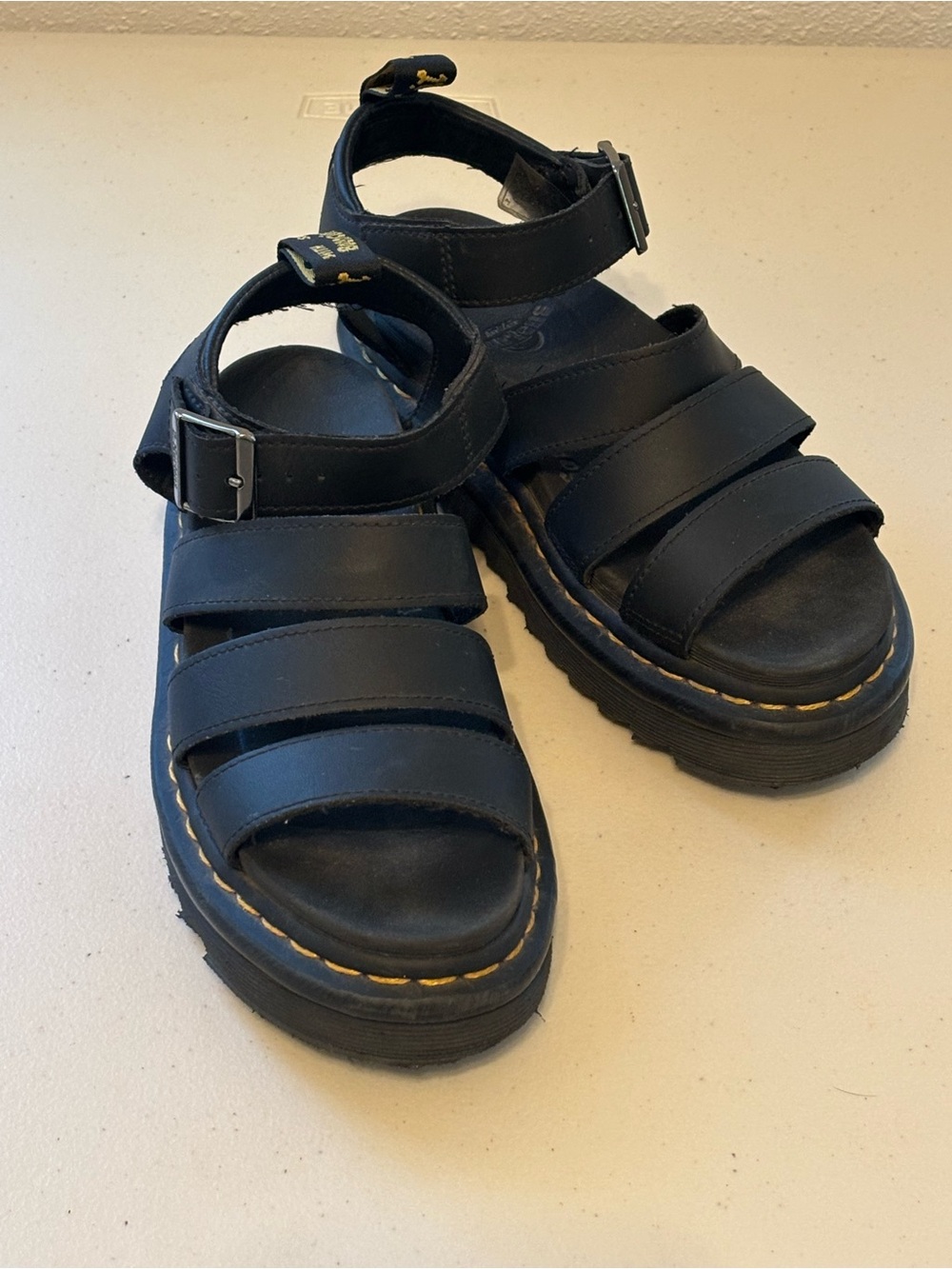 Dr. Martens Black Leather Blaire Buckle Sandals - Picture 1 of 6